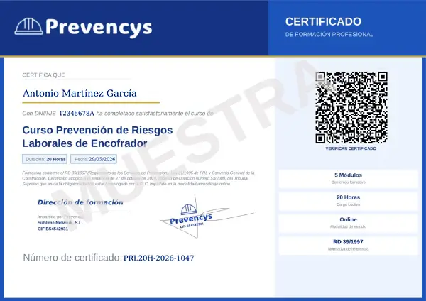 curso prl encofrador